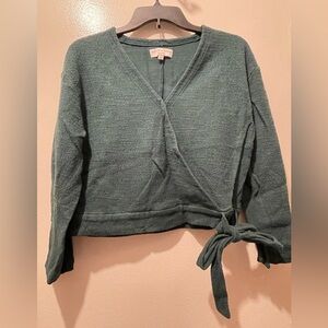 Madewell V-Neck Wrap Sweater in Forest Green